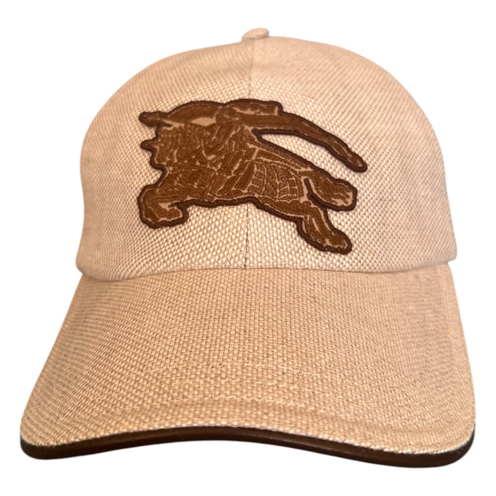 Men’s Burberry Linen Hat with Brown Embroidered Design size L